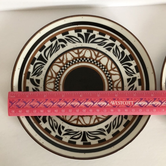 Set Of Two Speckled Southwest Aztec Stoneware Luncheon Plates CVD - Picture 15 of 15